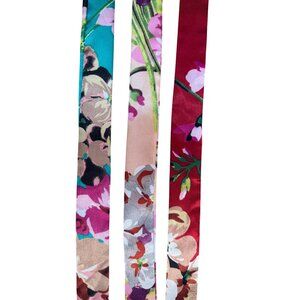 2/$15 NWT 100% 3 Silk Jungle Print Double-Sided Ribbon Style Multicolor Scarf